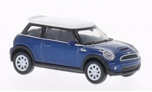 Mini Cooper 1/87 Welly S blu/bianco modellino in miniatura
