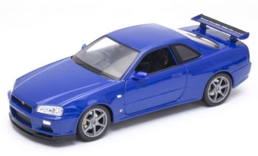 Nissan Skyline 1/24 Welly GT-R (R34) metallico blu RHD modellino in miniatura