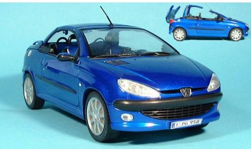 Peugeot 206 1/18 Welly CC blau 1:18 modellino in miniatura