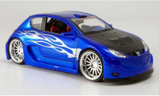 Peugeot 206 1/24 Welly Tuning met.-blau 1:24 modellino in miniatura