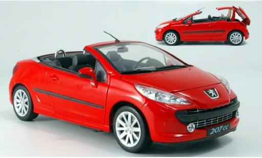 Peugeot 207 1/18 Welly CC rot 1:18 modellino in miniatura