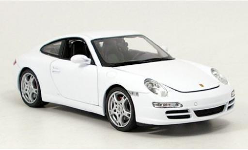 Porsche 997 S 1/18 Welly 911  Carrera Coupe weiß 1:18 modellino in miniatura