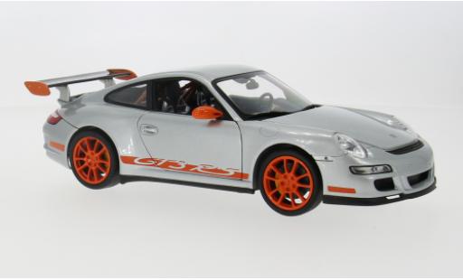 Porsche 997 GT3 RS 1/18 Welly 911  silber/orange 2007 1:18 modellino in miniatura