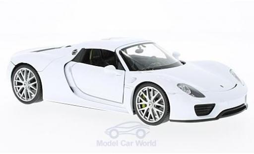 Porsche 918 1/24 Welly Spyder bianco geschlossen modellino in miniatura