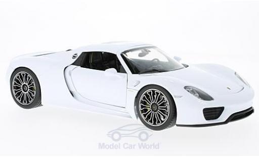 Porsche 918 1/18 Welly Spyder bianco/nero 2011 Hard Top ohne Vitrine modellino in miniatura
