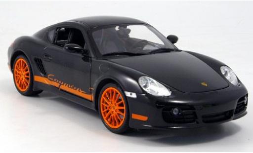 Porsche Cayman S 1/18 Welly schwarz/orange 2007 1:18 modellino in miniatura