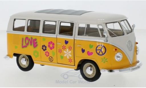 Volkswagen T1 1/24 Welly Bus giallo/bianco 1963 Flower Power modellino in miniatura