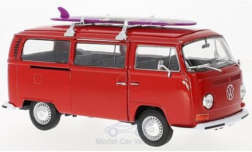 Volkswagen T2 B 1/24 Welly Bus rosso 1972 mit Surfboard modellino in miniatura