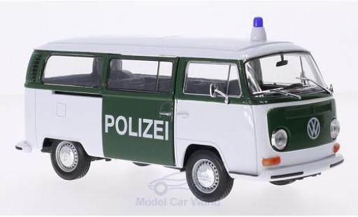 Volkswagen T2 B 1/24 Welly Bus bianco/verde Polizei 1972 modellino in miniatura