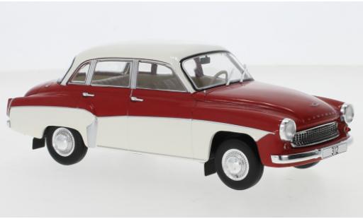 Wartburg 312 1/24 WhiteBox rosso/bianco modellino in miniatura