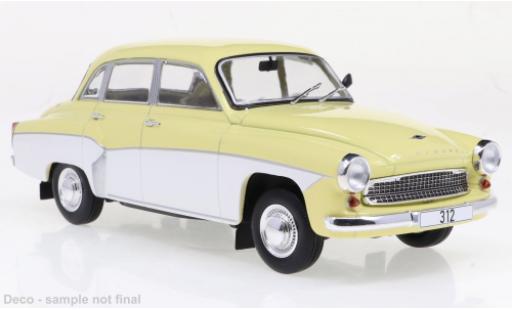 Wartburg 312 1/24 WhiteBox giallo clair/bianco 1965 modellino in miniatura